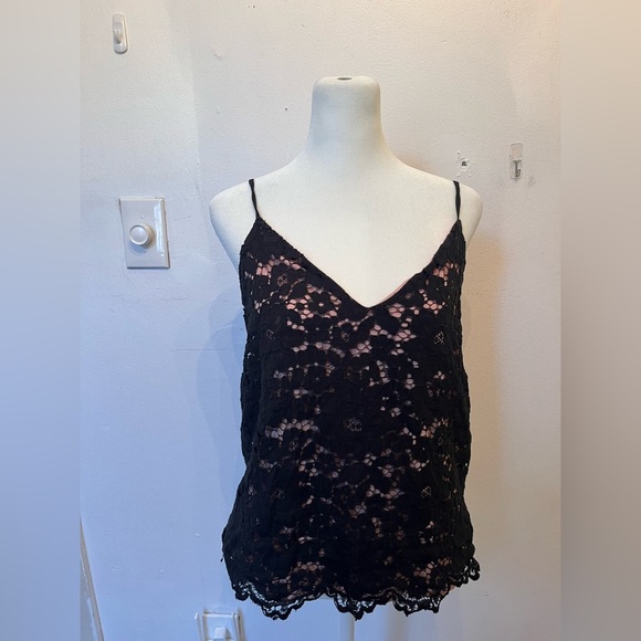 Babaton Tops - Aritzia Babaton Lace Tank Top Black/Pink Small